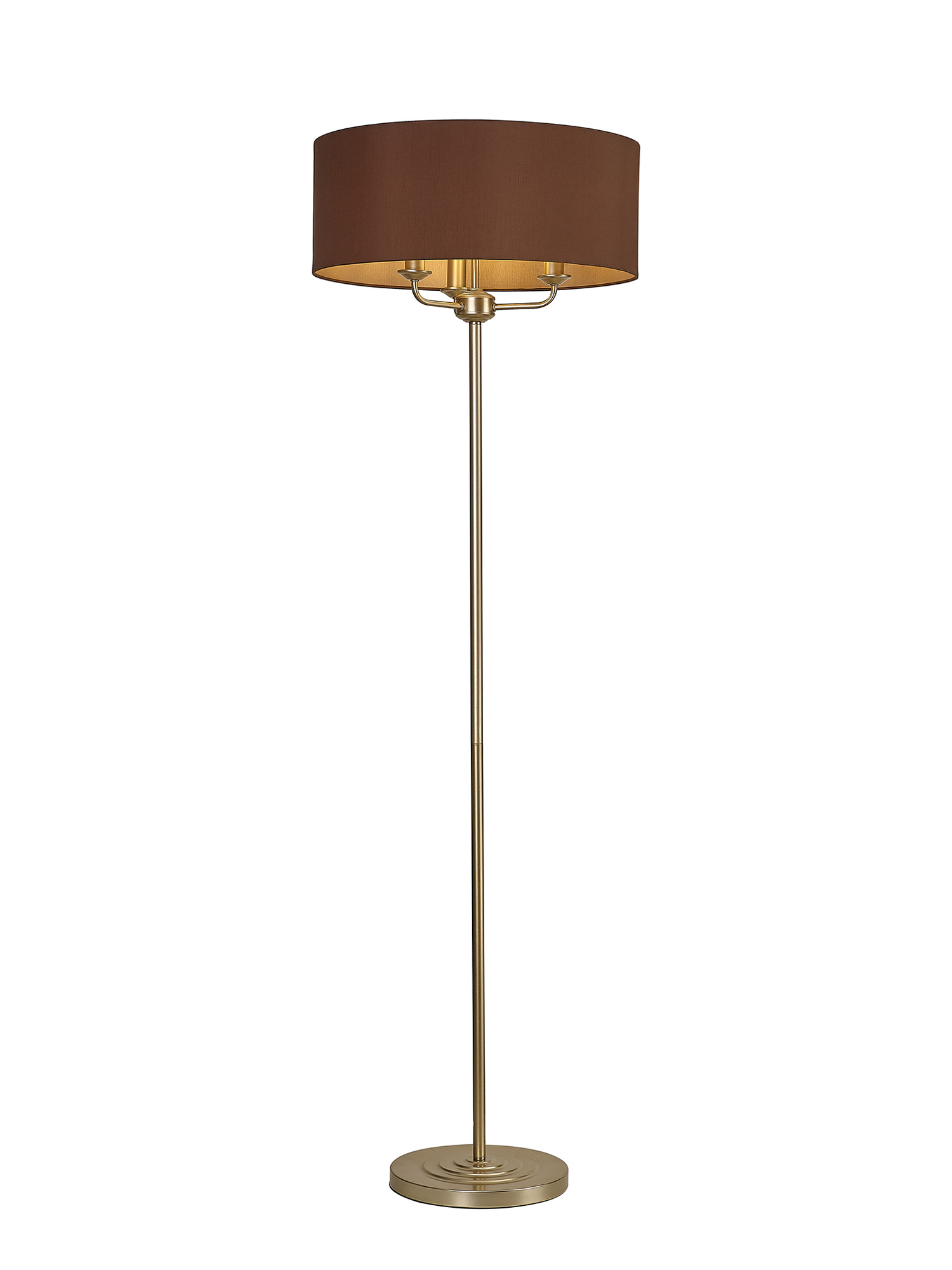 DK1003  Banyan 45cm 3 Light Floor Lamp Champagne Gold; Raw Cocoa